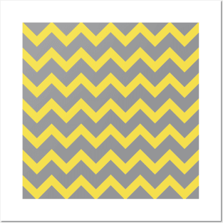 Chevron ultimate grey illuminating yellow pattern Posters and Art